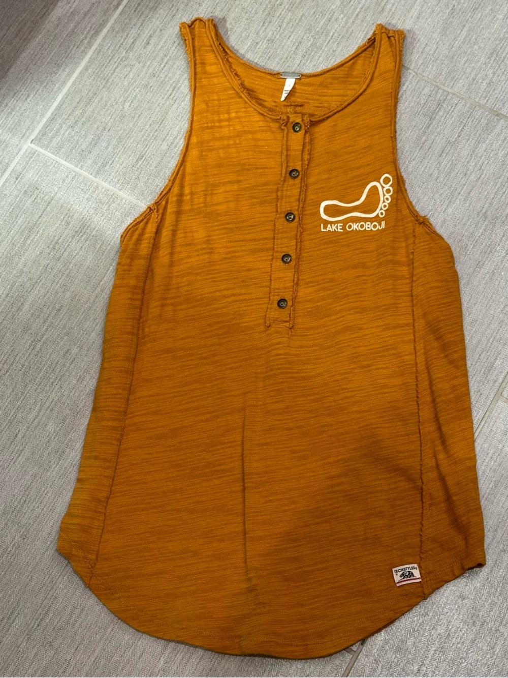 Barefoot Bar Mustard Henley Tank Top - Women's